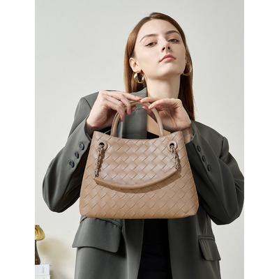 Leder Große Kapazität Einzelne Schulter Tasche Weibliche Senior Sense Handtasche Weibliche Büro Arbeiter Cross-border Speziell Für Hand-woven Tasche