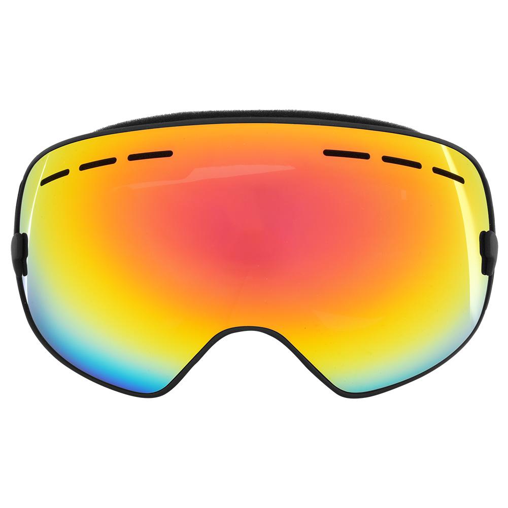 

Outdoor Sport Skiing Protective Anti Fog Double Layer Goggle Support Myopic Glasses(Black framefull vacuum silver plating )