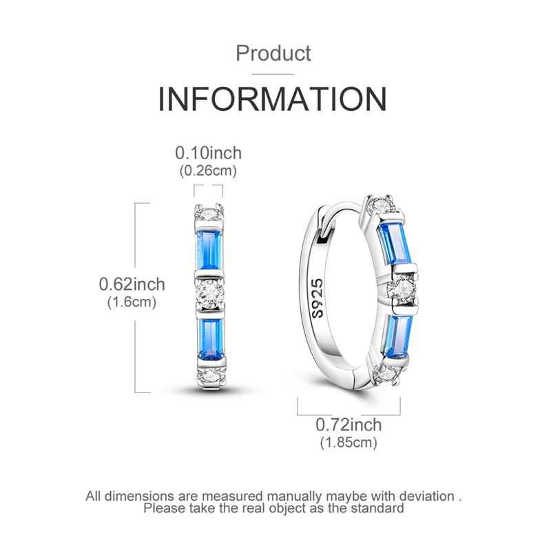 925 Sterling Silver Fresh Blue and White Hoop Earring For Anniversary Wedding Jewelry GiftsGood product