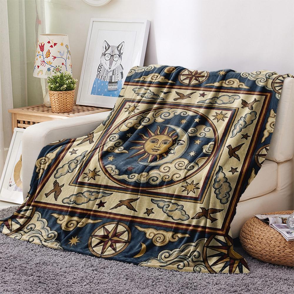 1Pc Sky Print Flannel Blanket, High Quality Comfortable for All Seasons, Home Decor, Warmth and Comfort, Perfect for Christmas Gifts W162
