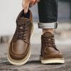 Fashion Leather Lace Up Outdoor Boots Warm Plush Winter Boots for Men Motorcycle Sneakers Boots Fashion New Brand Men's Casual Shoes