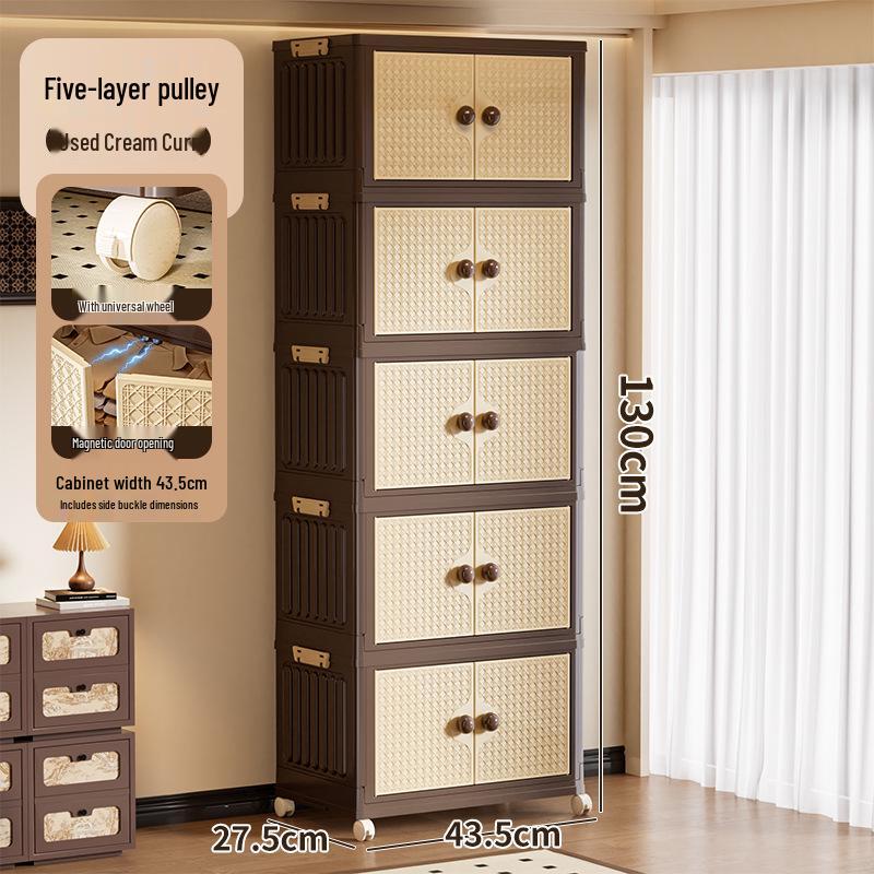 Vintage-Style Double Door Folding Storage Cabinet for Clothes
