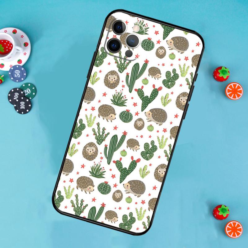 Cute Hedgehog Phone Case For iPhone 17 Air 16 15 14 13 11 12 Pro Max 13 12 mini 15 16 Plus 16e Cover Funda