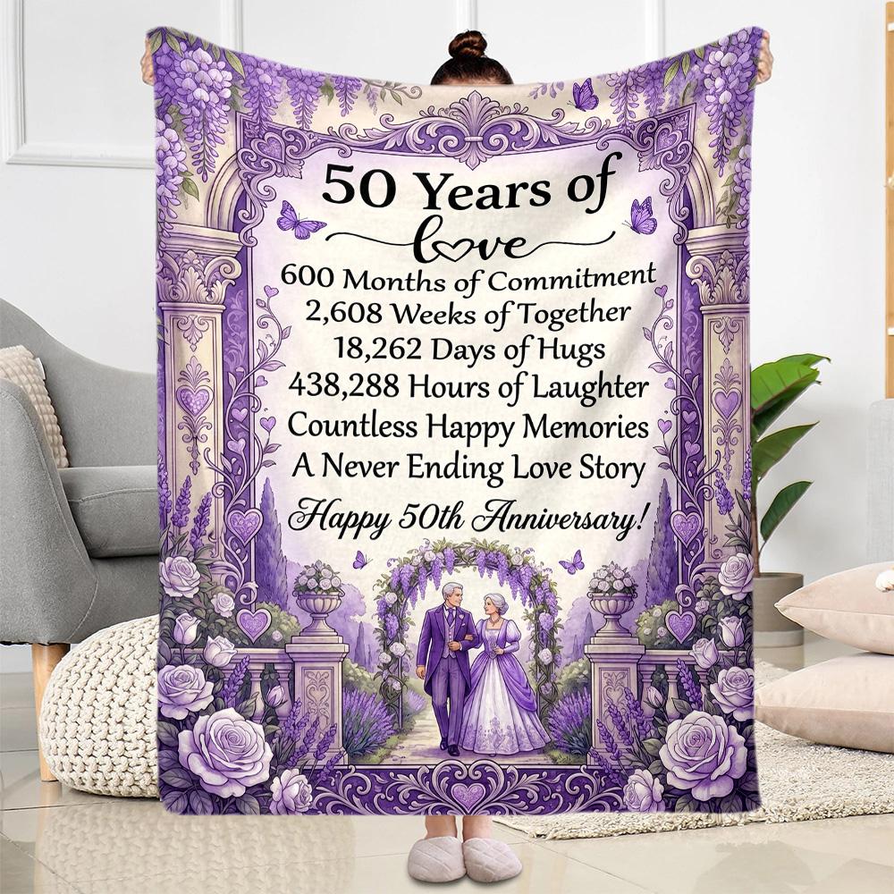 Princess 50th Birthday Celebration Blanket Soft Warm Cozy Suitable for Chair Seaside Livingroom for All Occasions Stylish Decor