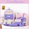 Girl School Backpack Five Piece Set Simple Letter Pattern For Teens And Students