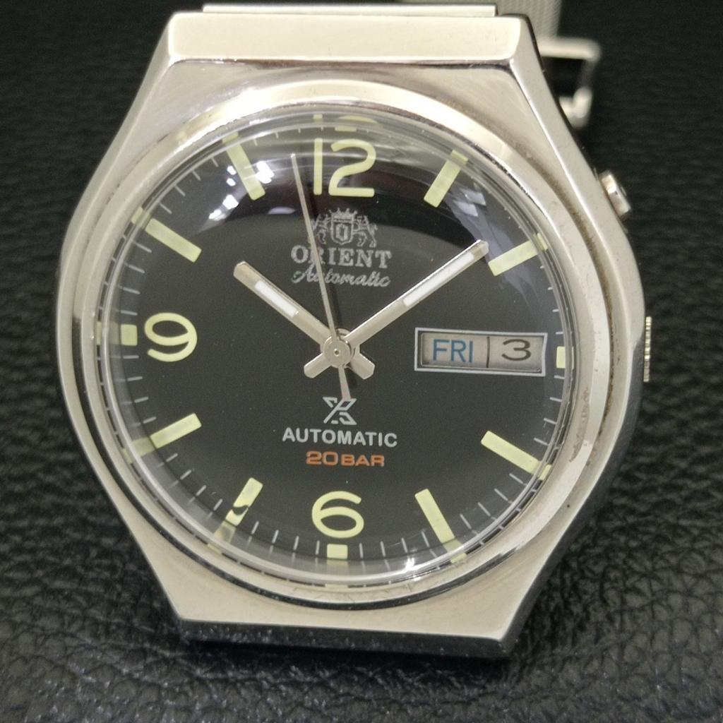 VINTAGE ORIENT AUTOMATIC 46941 JAPAN MENS BLACK COLOR DIAL WATCH A700666-5 R204-a700666