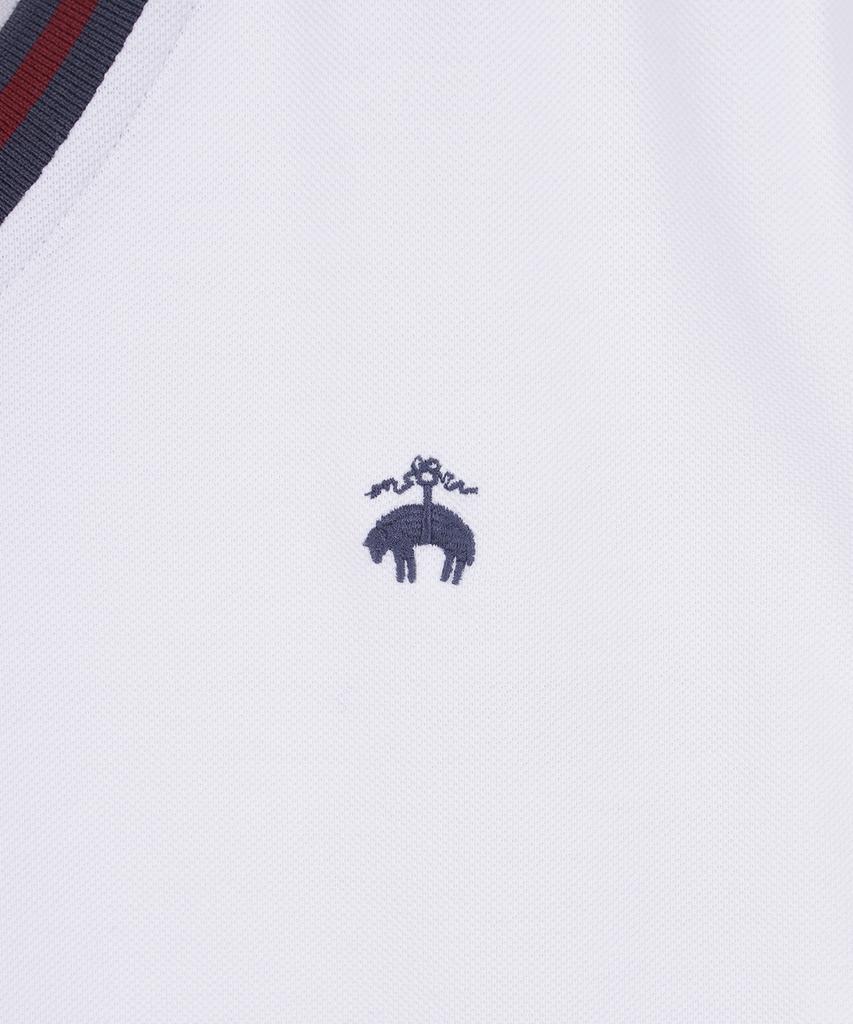 BROOKS BROTHERS Slim Fit Tennis V-Neck Short Sleeve Polo (White) (Bbntmf9081Afm)
