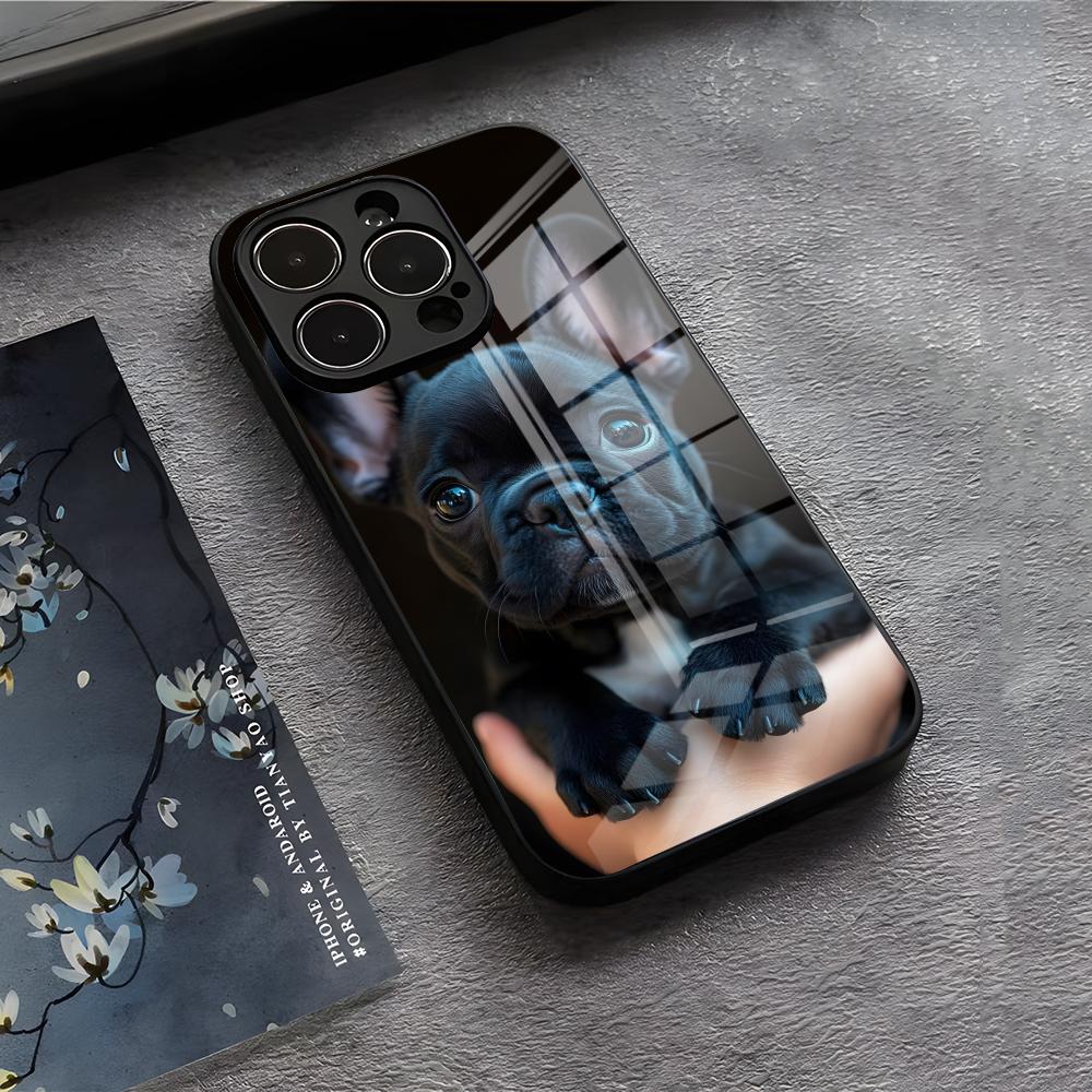 Frenchies French Bulldog Dog Phone Case For IPhone 17 Air 16 E Pro Max 15 14 13 Mini 12 Pro 11 Max Plus Black Glass Cover