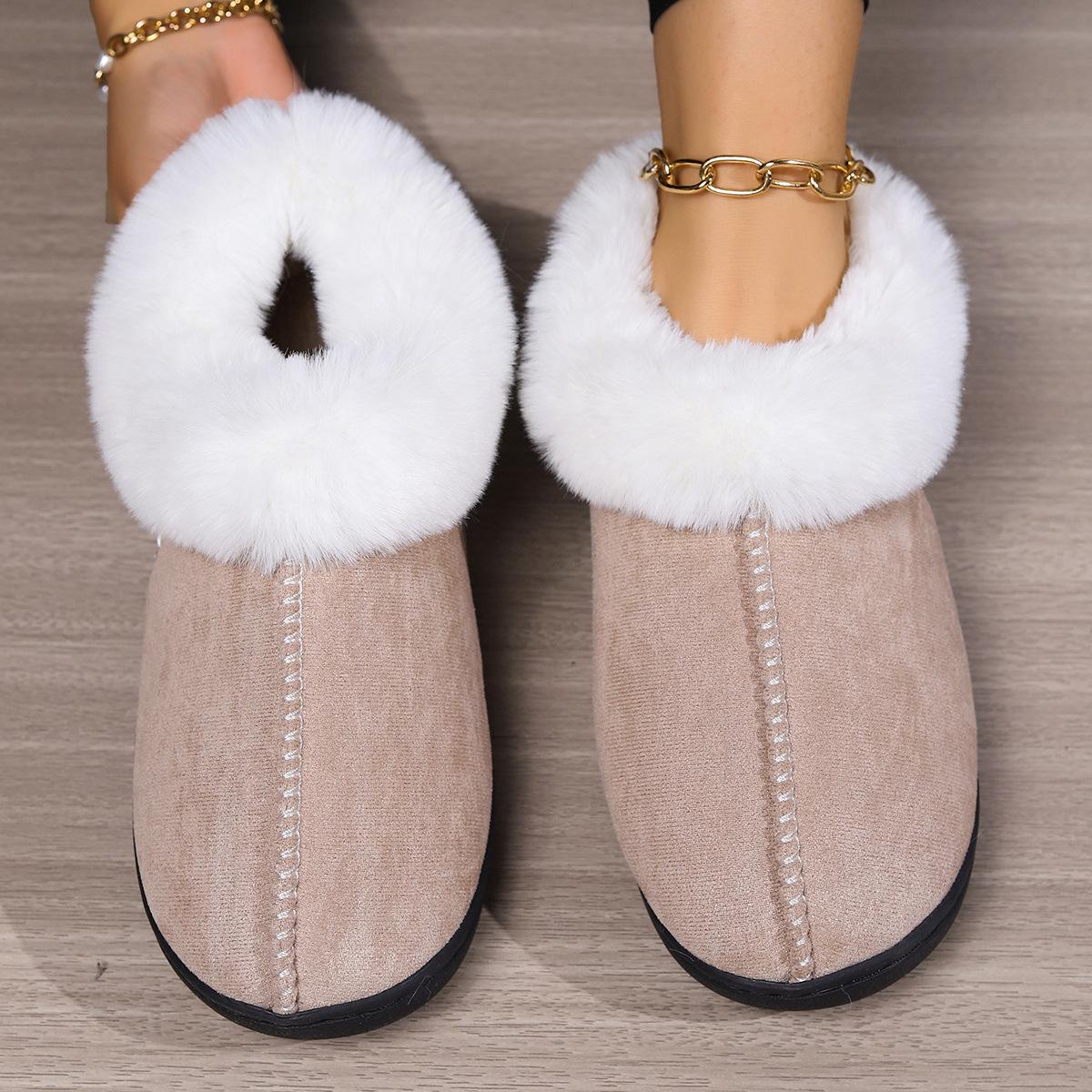 

Unisex Winter Autumn Plush Cotton Slippers with Thick Sole and Full Heel 38-39 хакі