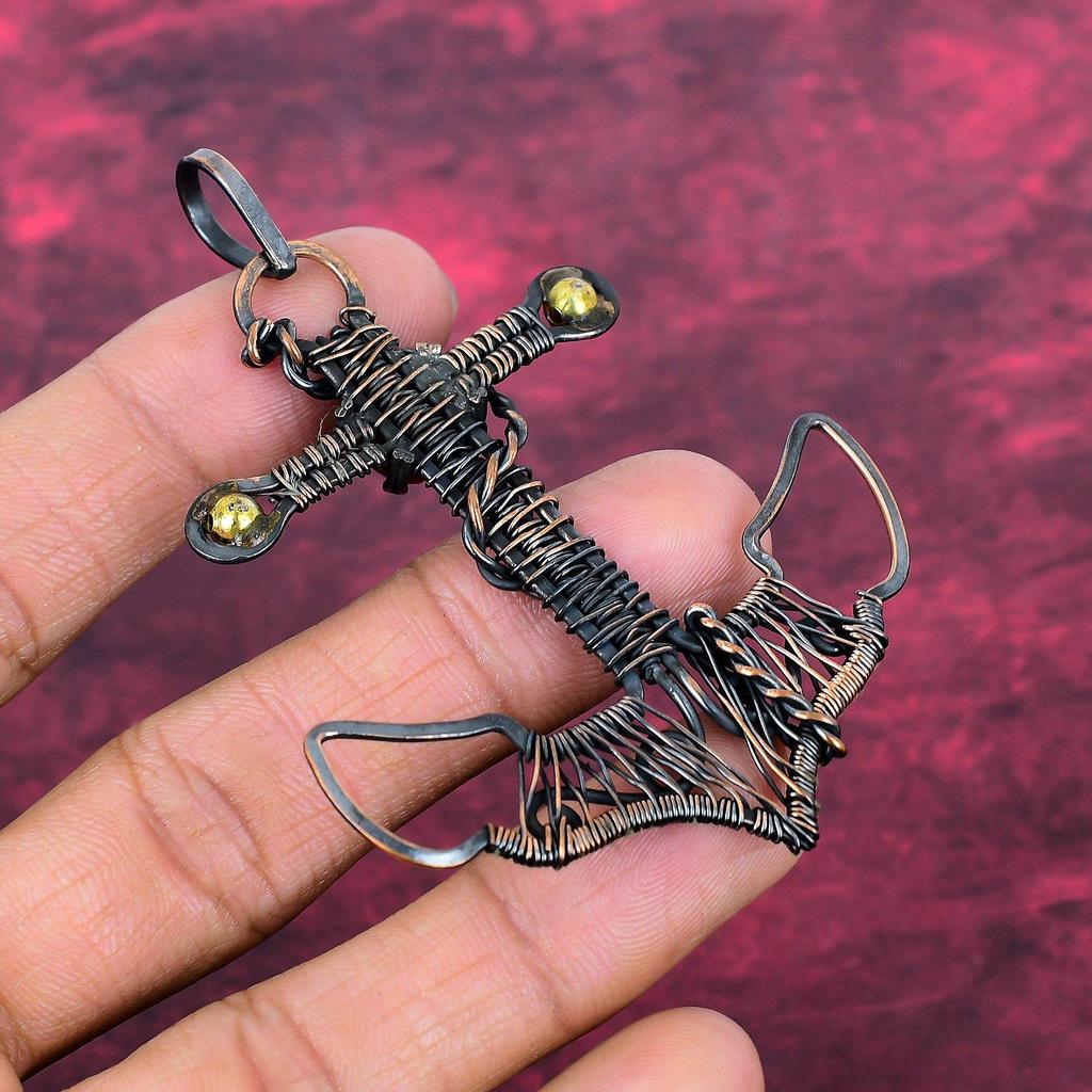 Carnelian Pendant Copper Wire Wrapped Handmade Jewelry Anchor Gemstone Pendant