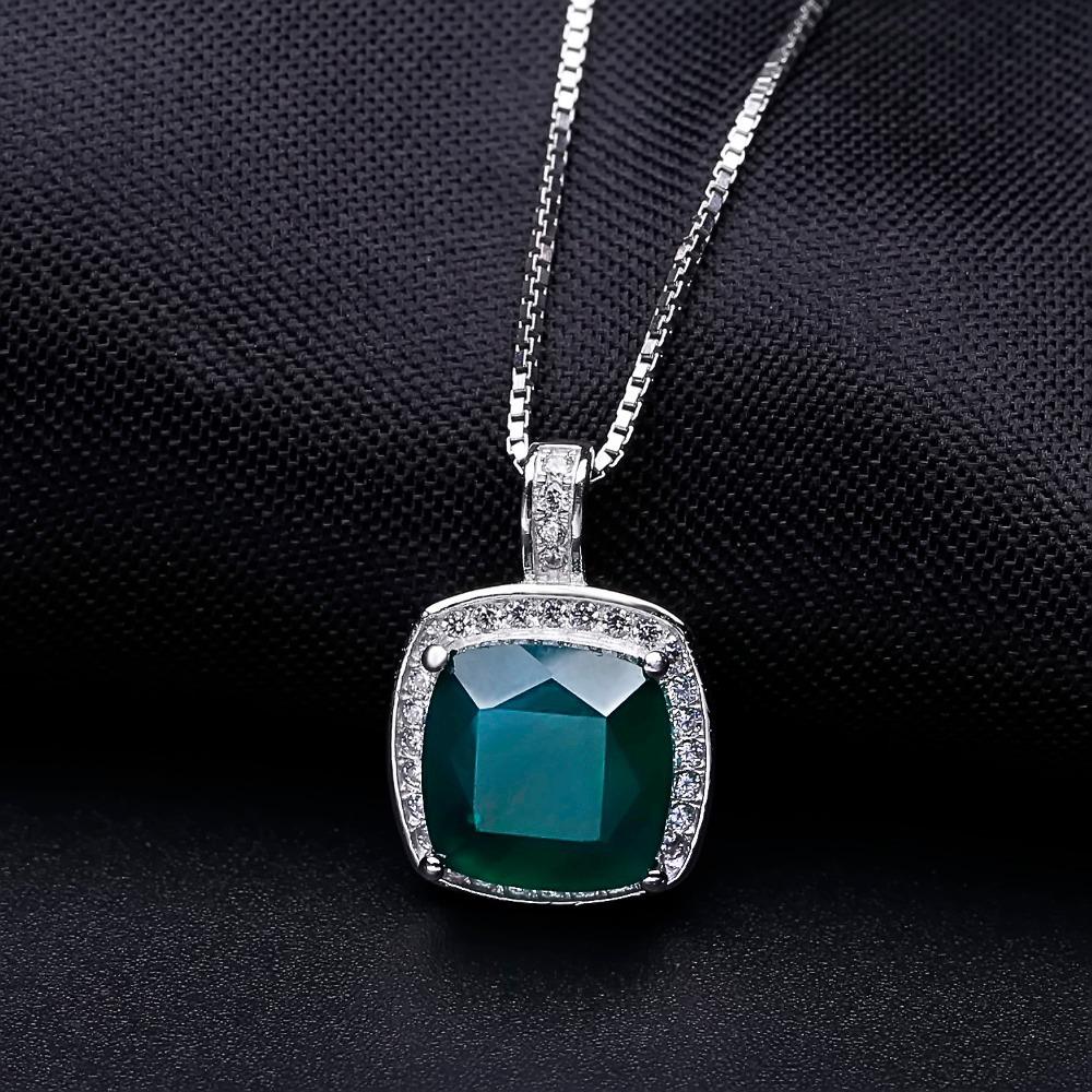 Supply Light Luxury Green Agate Pendant, High-End 925 Sterling Silver Inlaid Natural Gemstone Necklace Pendant.