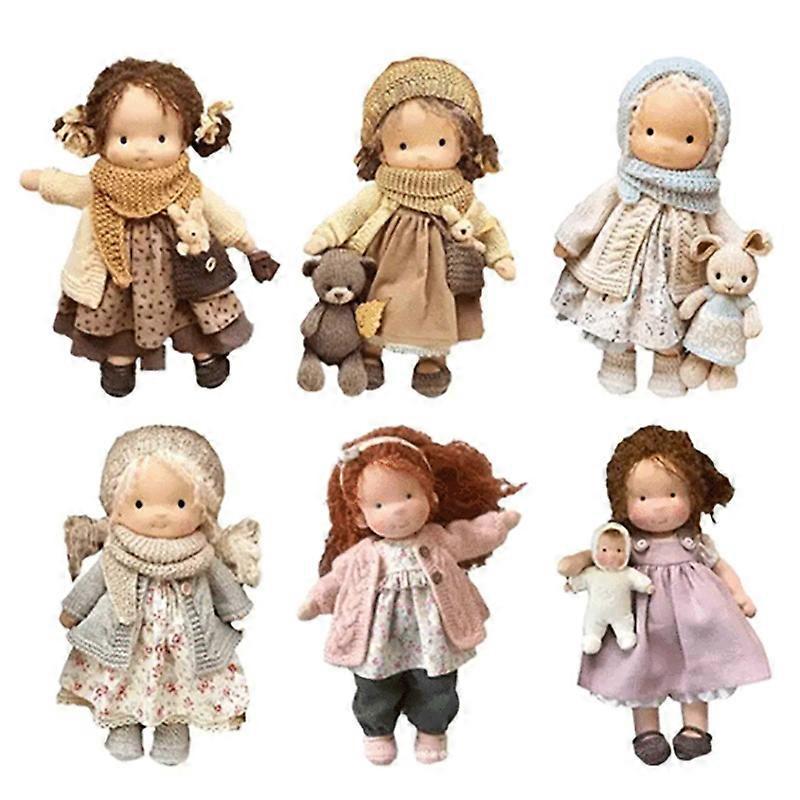 Bambola Waldorf Fatta a Mano Mini Bambole da Vestire Mini Carina Bambola Nativa Smaltata Kawaii Morbidi Giocattoli di Peluche Imbottiti Regalo di Compleanno per Bambina