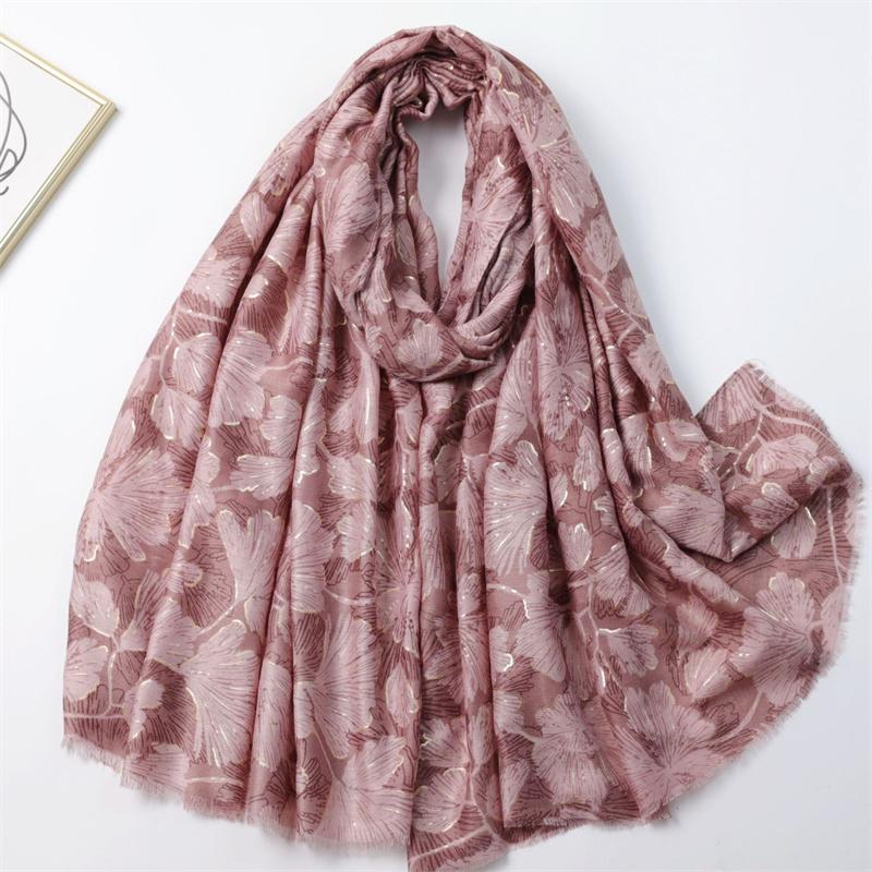 Winter Lurex Glitter Floral Fringe Shawl Soft Viscose Cotton Big Petal Scarf For Women Travel Casual Muslim Hijab