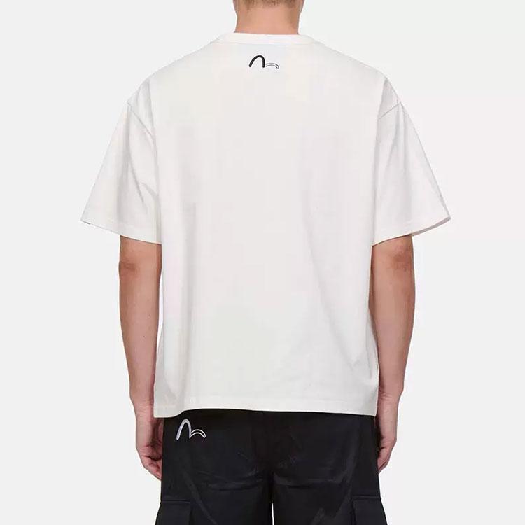 Evisu SS22 Hand-Brushed Family Flower Letter Print Casual T-Shirt Men Tops White 2ESADM2TS595BZCT