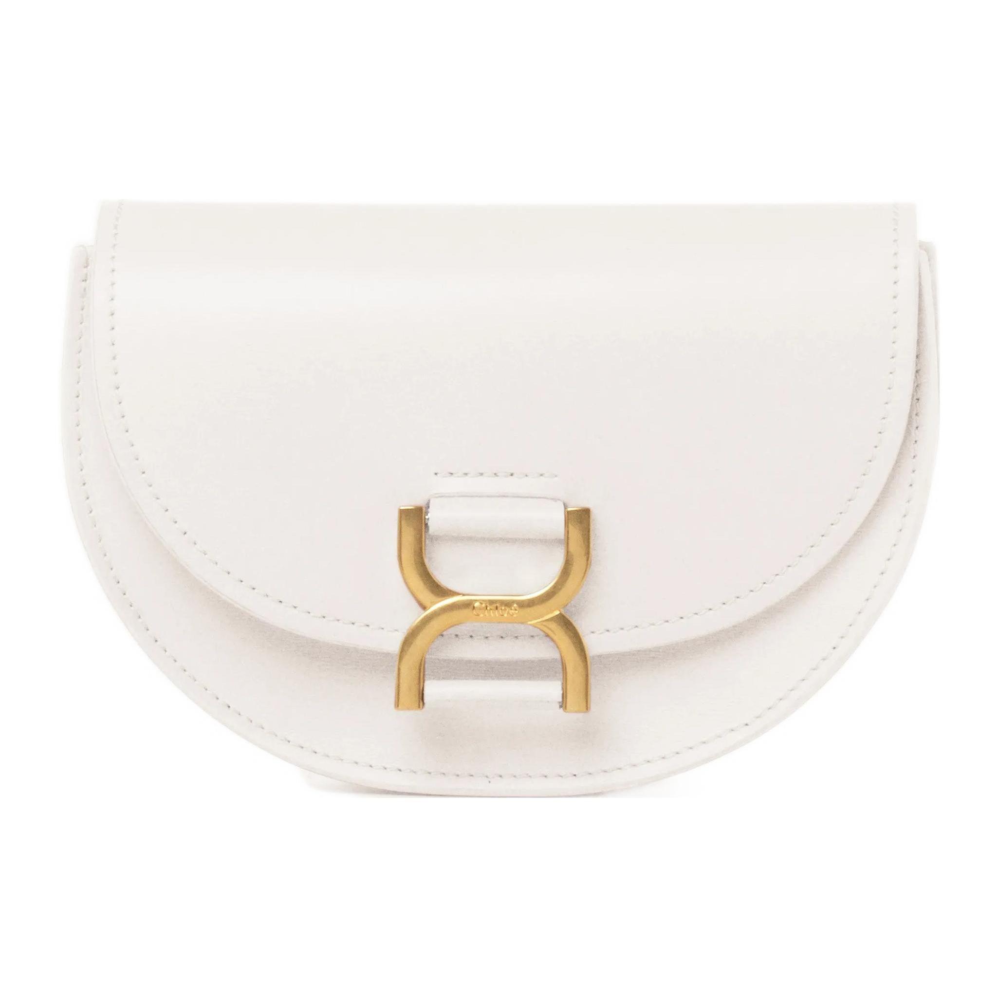 

Chloe Marcie Snap Closure Half-Moon Shape Smooth Calfskin And Lambskin Flap Shoulder Crossbody Mini Bag Women Bags White CHC23-AP847K82-110 Shopping Bag Set(Basic Set+Shopping Bag)