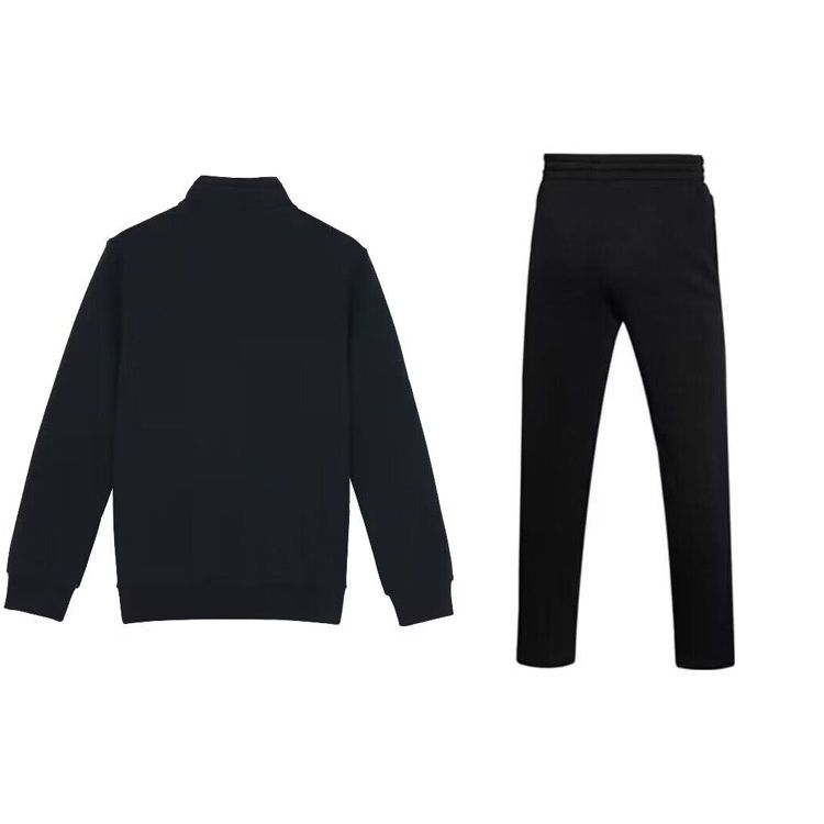 Li Ning Solid Color Brand Logo Knitted Casual Sports Suit Men suits Black AWDT959-1+AKLT647-1