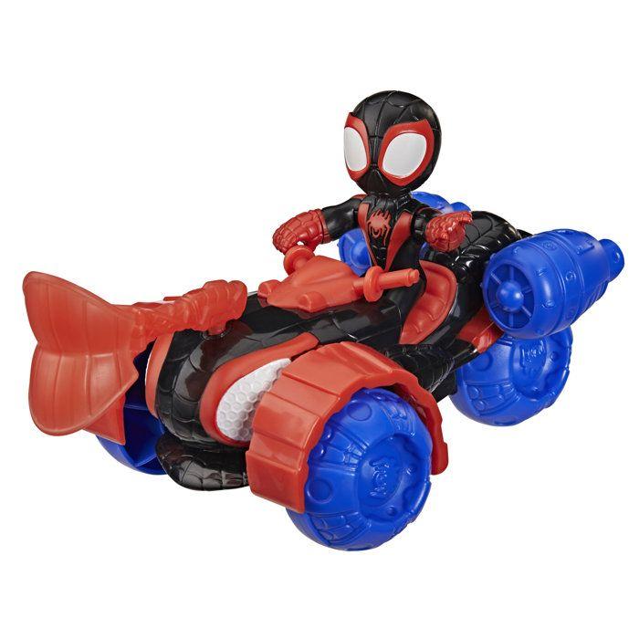 Spidey Véhicule Techno-Quad et figurine Miles « Spin » Morales de 7,5 cm et accessoire, des 3 ans, Marvel Spidey et ses Amis Extraor