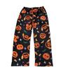 Pantalones de Dormir de Franela de Gato de Dibujos Animados de Halloween - Ropa de Casa Cálida de Terciopelo para Mujer para Otoño/Invierno