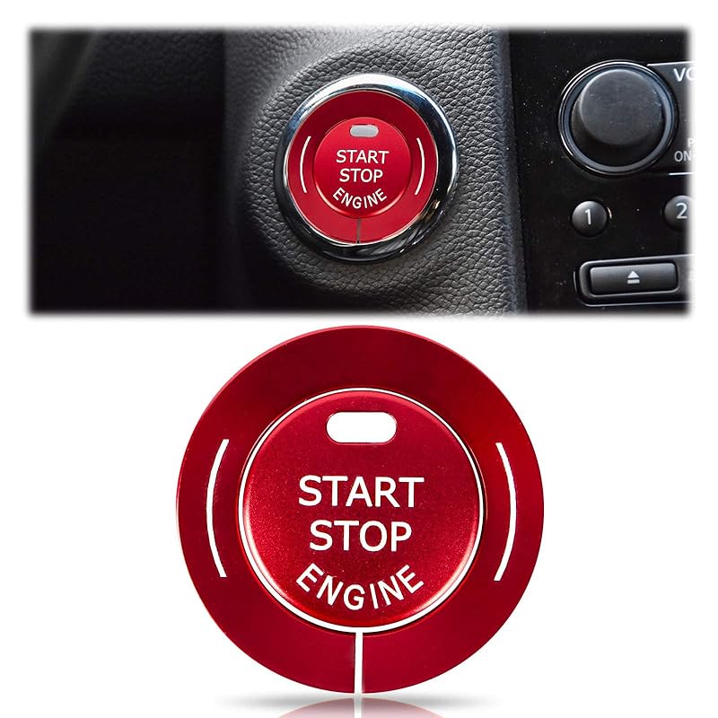 Engine Push Start Stop Button Cover for Infiniti Q50L QX50 Q50 QX56 Q60 QX70 Q70L QX80 QX30, Ignition Button Decoration Trim & Ring Protector
