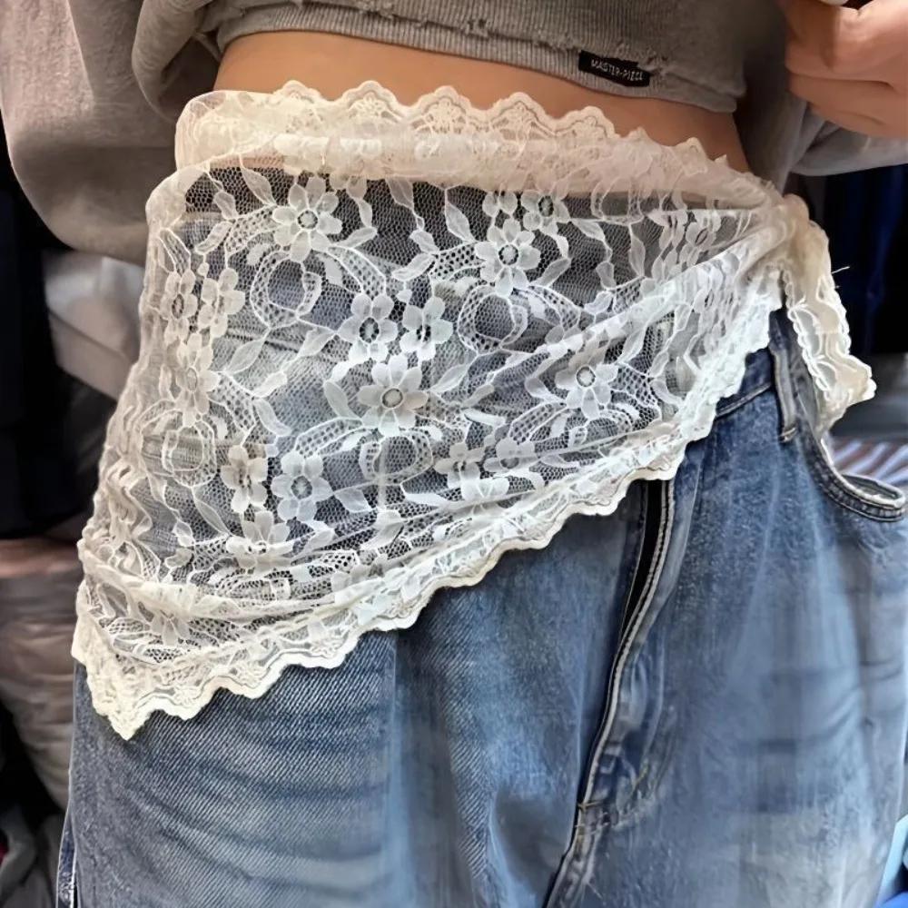 Fashion Lace-up Lace Mini Skirt Pretty Apron Wrap Skirt Slim Fit Harajuku Fart Curtain for Women Hip Curtain