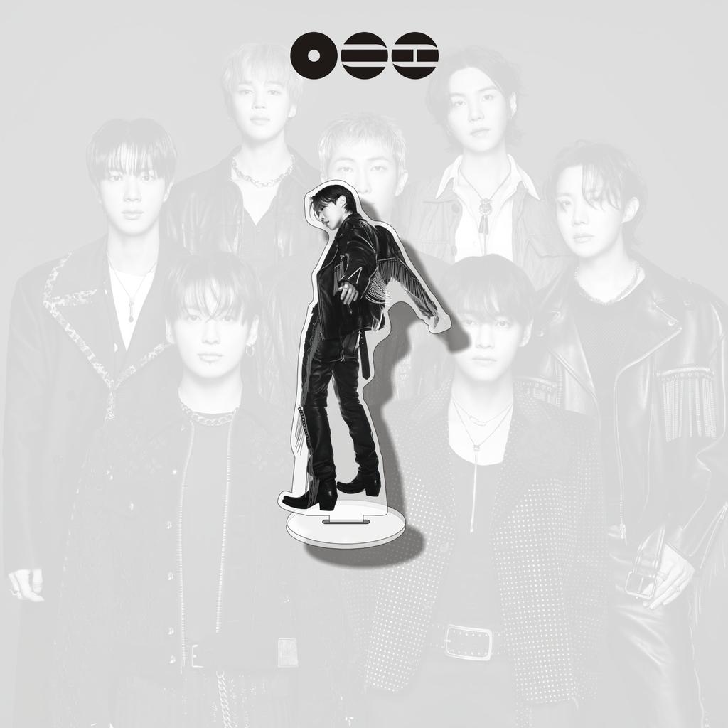 BTS World Tour Acrylic Standee, Black & White Rock Style Member & Group Figure Display Stand, Kpop ARMY Fans Desk Decor