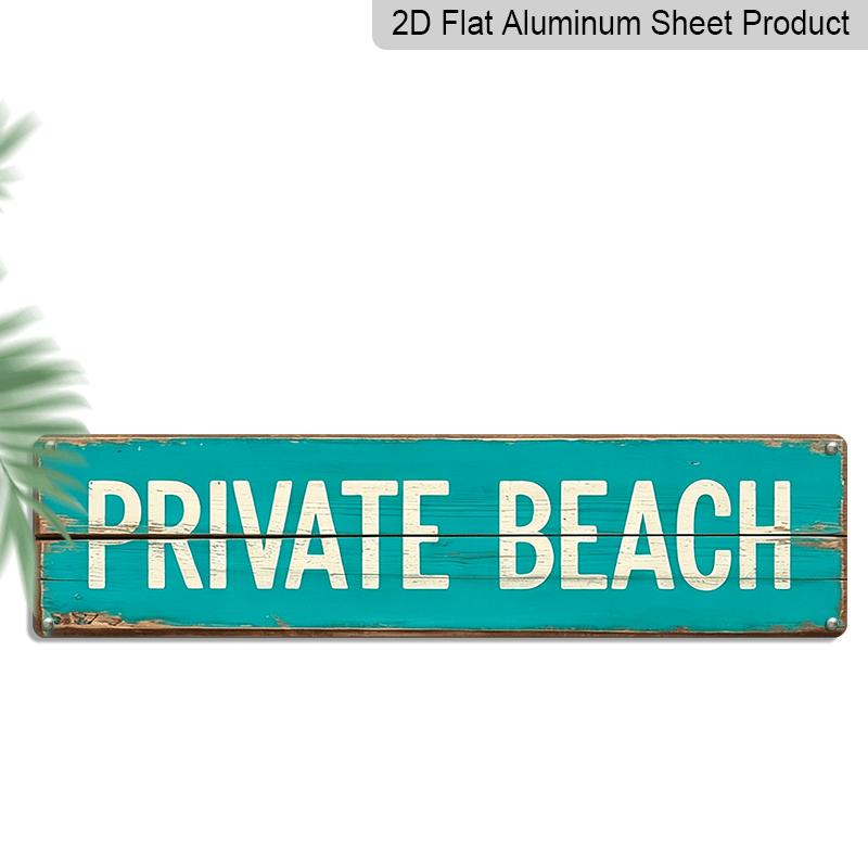 

2D Flat - This Is A 2D Flat Aluminium Decorative Sign Measuring 16.0X4.92 Inch, Featuring A Rustic Design That Reads Private Beach . It S Easy 40cm x 10cm