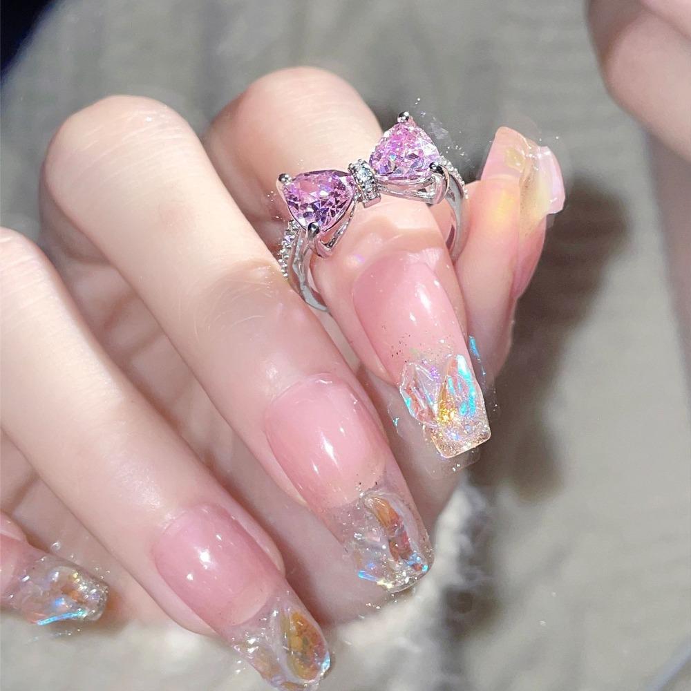Adjustable Bow-tie Ring Pink Bowknot Opening Ring Beauty Bowknot Finger Ring  Finger Ornaments