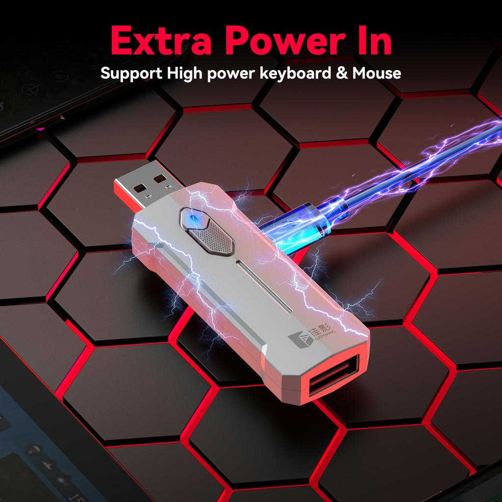 GAMWING X8 Pro Mobile Phone Game Converter AI Recoil Control Game Adapter Set with Keyboard,Mouse,Holder