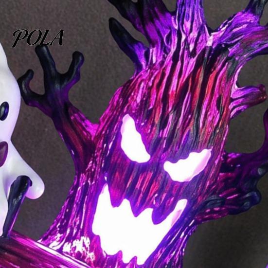 USB Plug-in Ghost Lamp for Bedroom Animated Seesaw Light, Powered 3D Night Cute LED Portable Light with Spooky Tree And Pumpkin Design, Halloween