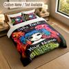 3Pcs Bedding Set Custom Name Text, 1 Sheet 2 Pillowcases Home Bed DecorSally Face
