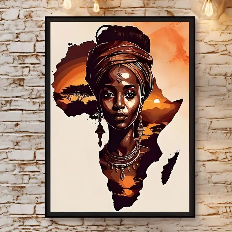 Modern African Tribal Women Canvas Art Print - Frameless, Waterproof Abstract Wall Decor for Living Room, Bedroom, Office, Dinin
