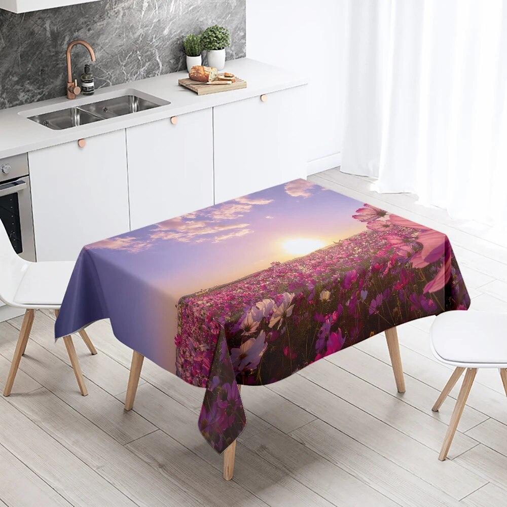 Rose Flower Tablecloth Restaurant Table Decoration Wedding  Anti-Stain Rectangular  Home
