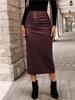 Women's PU Leather Midi Skirt - Fashionable, Elegant, All-Season Versatile Skirt