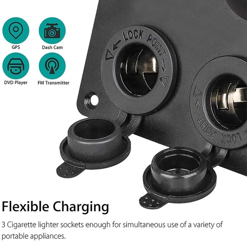 LED Rocker Switch Panel with Digital Voltmeter Dual USB Port 12V Outlet Combination Waterproof On Off Car Marine 6 in 1