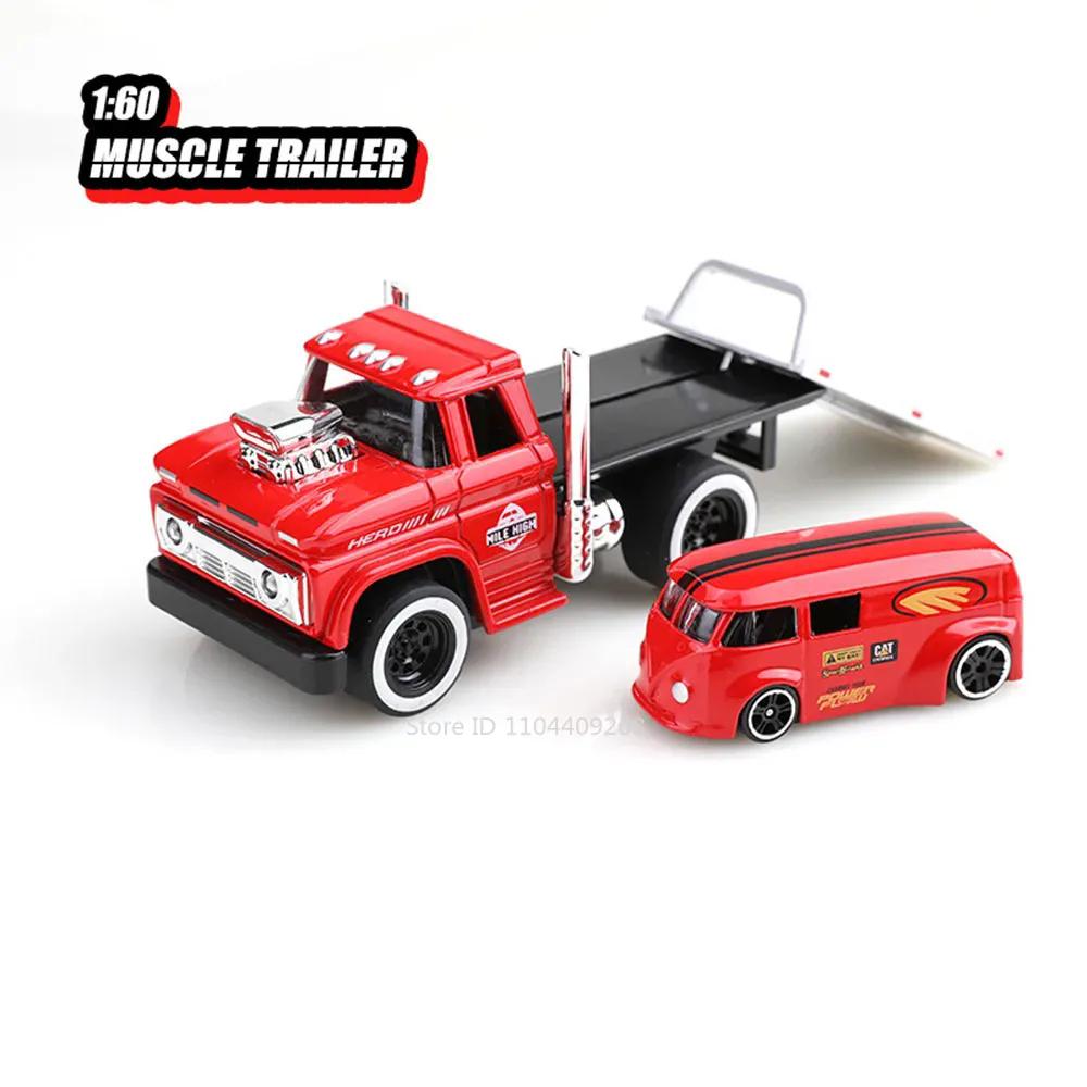 

Scale 1:60 American Muscle Trailer Model Toy Car Sound Light Alloy Diecast Pull Back Flatcar Models Birthday Gifts for Kids красный