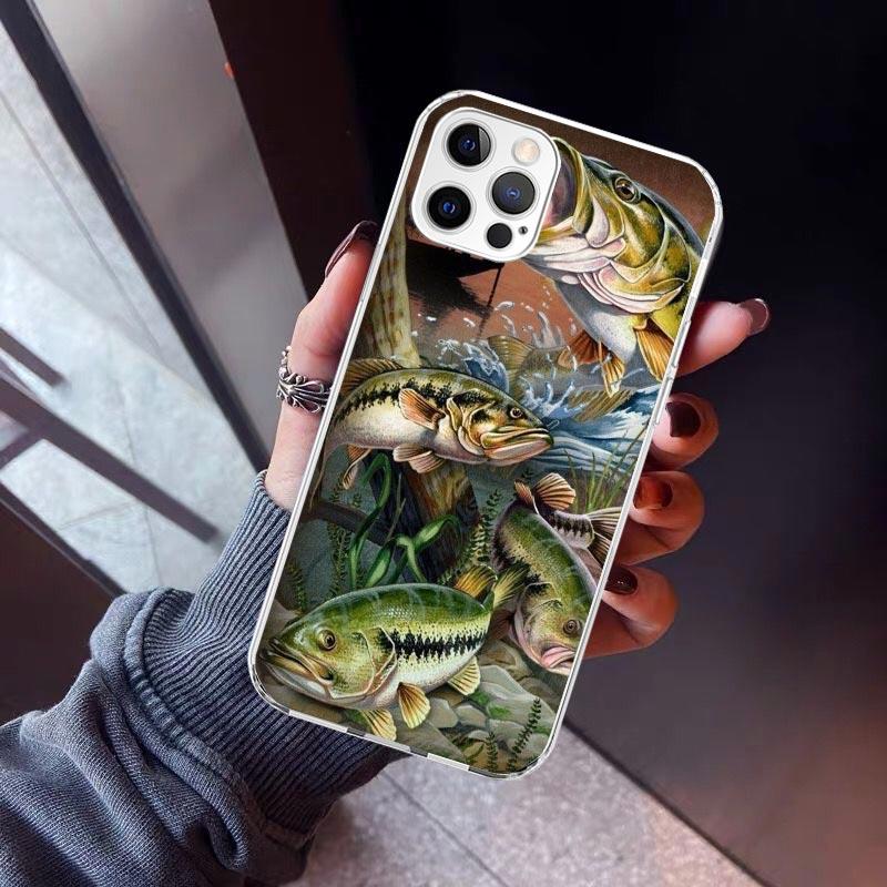 Offshore Angling Fishing Fish Rod Phone Case For iPhone 17 Air 11 13 Mini 14 15 Plus 16 12 Pro Max 16E SE 7 8 Pattern Soft TPU B