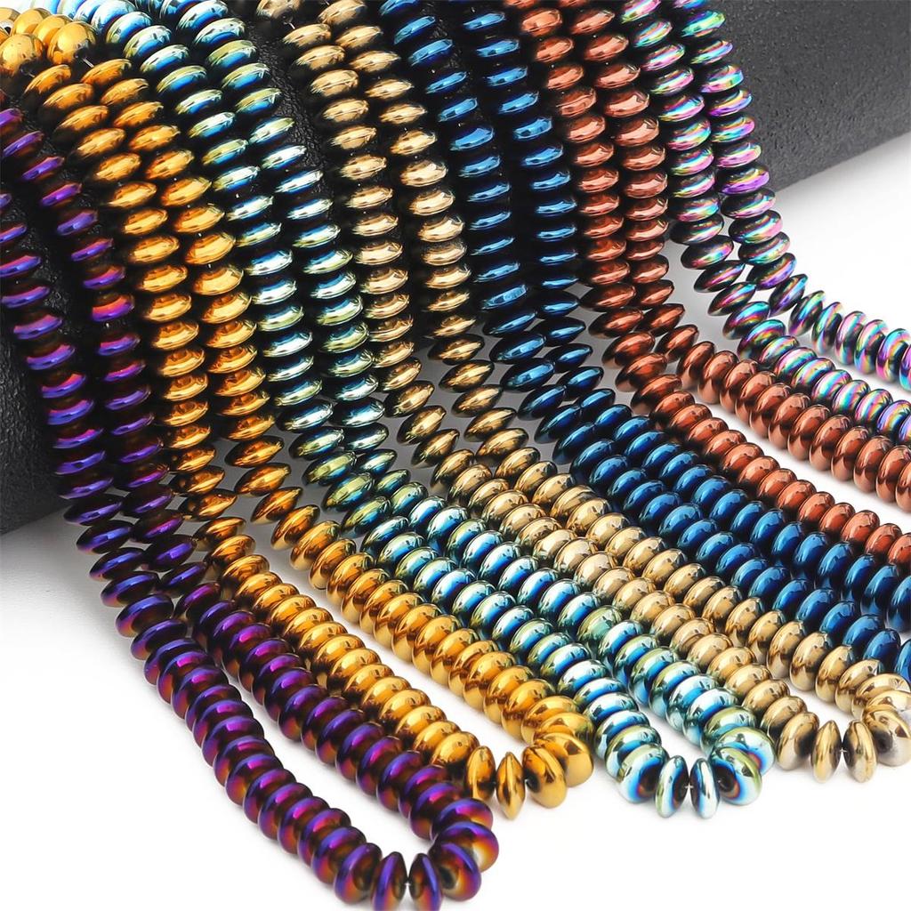 Naturstein Flat Rund Disk Hematitt Løs Avstandsperler For Øredobber Halskjede Armbånd Gjør-det-selv-smykketilbehør