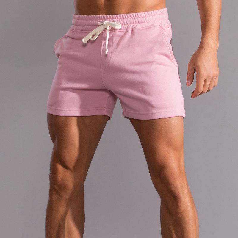 Men Pants Solid Cotton Three-point  Sports Elastic Mid-waist Lace-up Shorts Plus Size