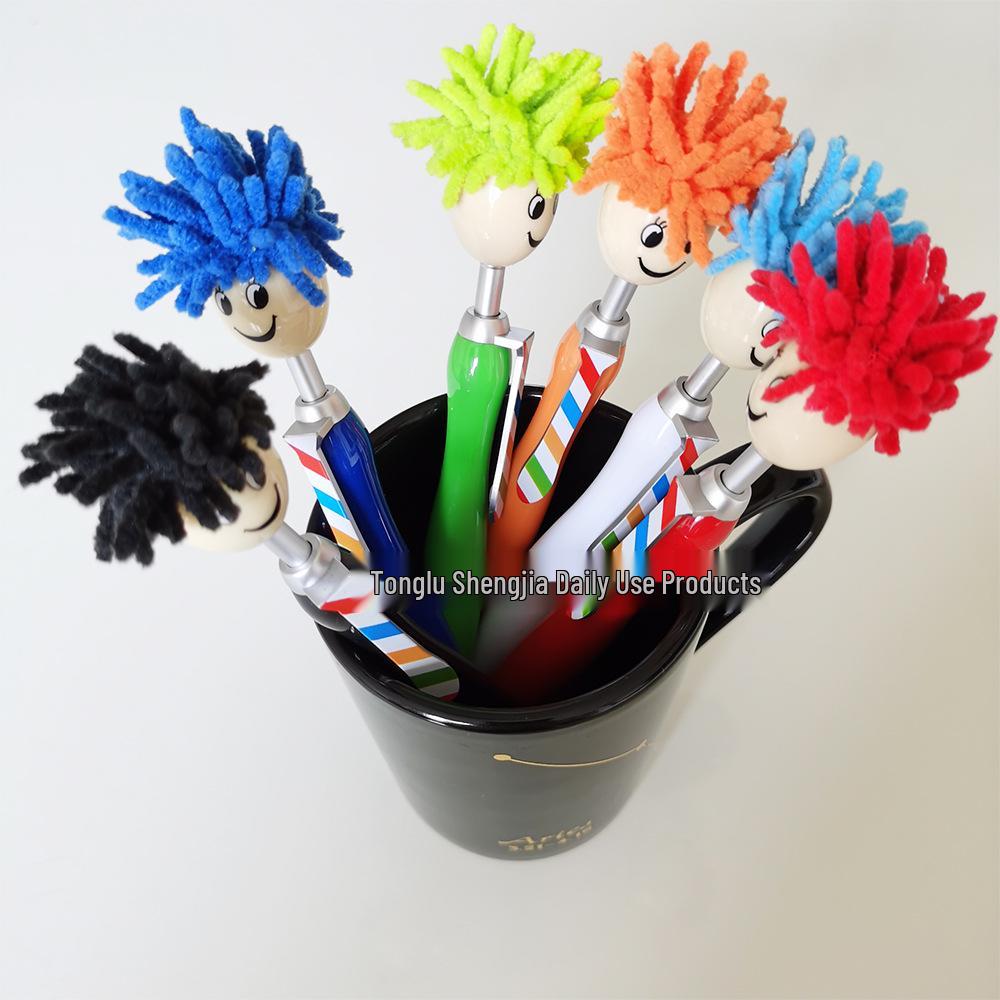 Christmas Cartoon Plush Doll Smiley Face Ballpoint Pen