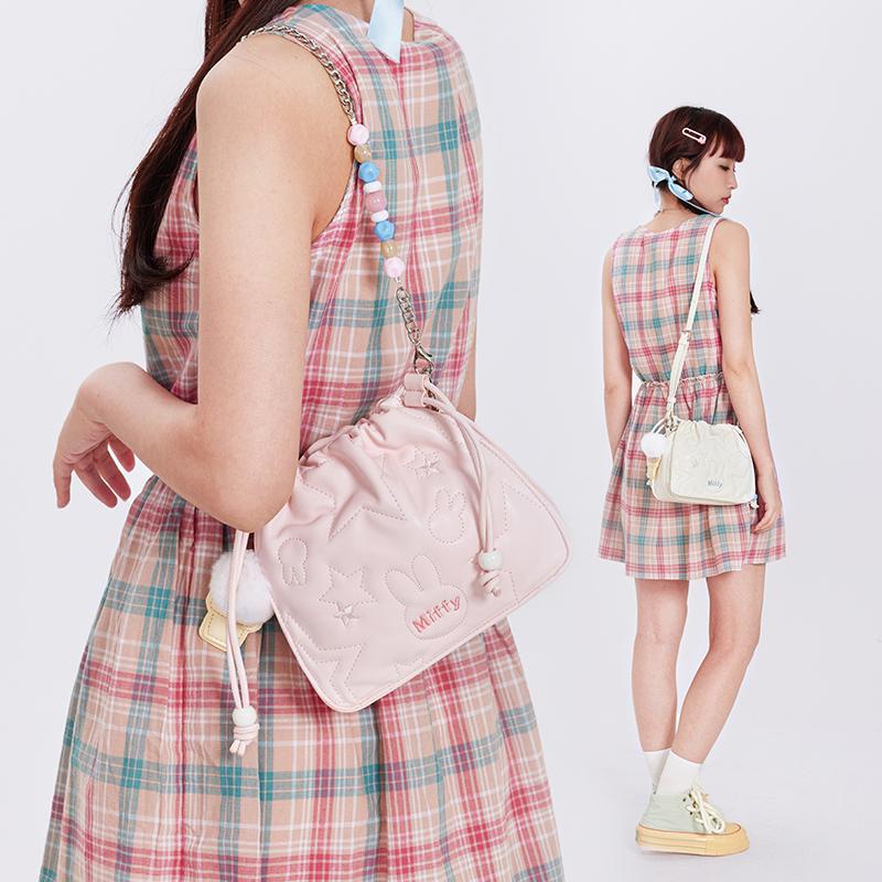 New Miffy Synthetic Leather Shoulder Bag, Bucket Bag, Chain Bag, Crossbody Bag Regular Women's White/Pink MF2444-01