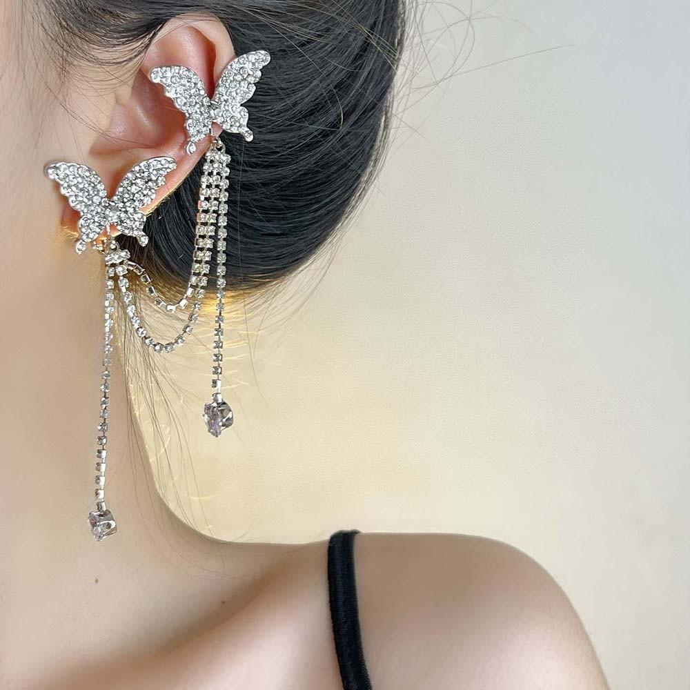 1 Pair Luxury Rhinestone Butterfly Earrings Zinc Zinc Alloy Shiny Temperament Eardrops  Women