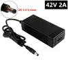36V 2A Lithium-Batterieladegerät für 42V 2A 10er-Serie Li-Ionen-Akkupack Geräuschloses Ladegerät DC 5.5*2.1MM Stecker 3P GX12 Stecker DC 8MM