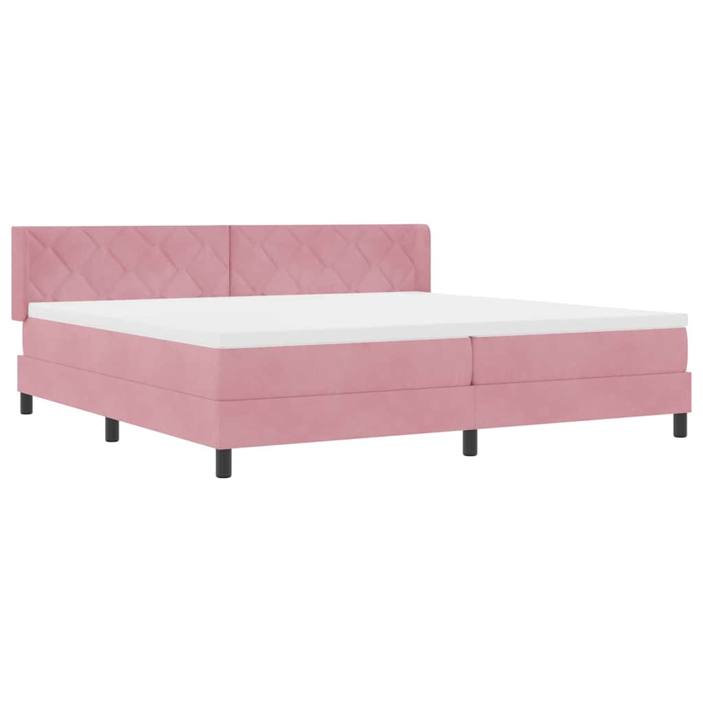 Box Spring Bed with Headboard Pink 200 x 200 cm Velvet