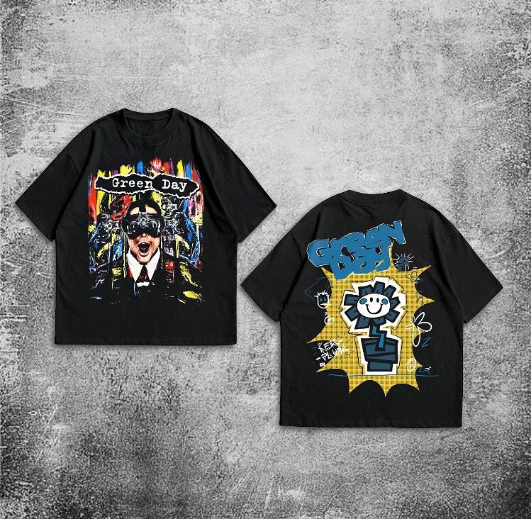 Summer Men  Green Day T-shirts  Printed Knit Plus Size T-Shirt Oversized T Shirt  Y2k Top  Harajuku  Gothic Women Clothing