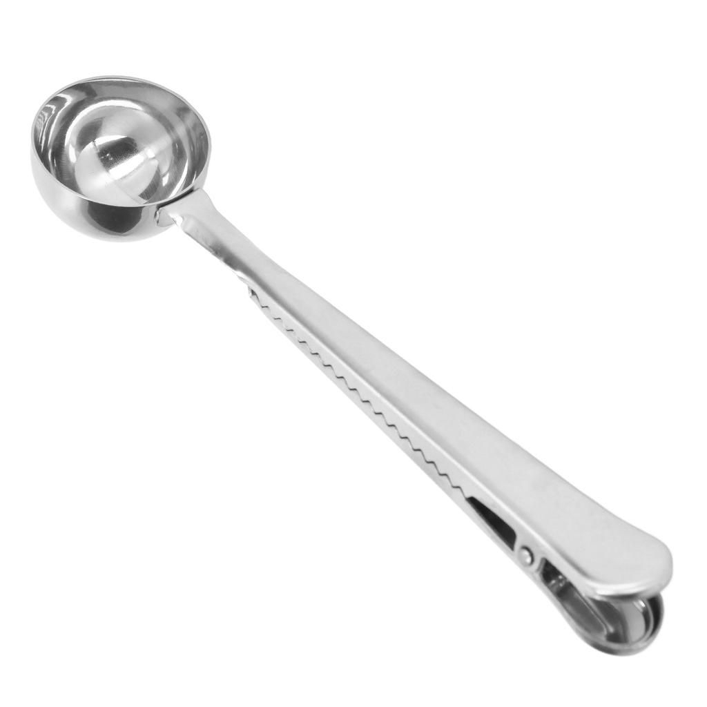 Coffee Spoon Sealing Clip 2 in 1 Stainless Steel Tight Sealing Deepen Design Convenient Practical Coffee Drinking Tools