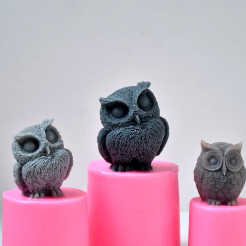 Cute Bird Christmas Candle Molds Silicone Soap Mold 3D Owl-Shape Resin Epoxy Mold Wedding Home Party Decor-Aromatherapy