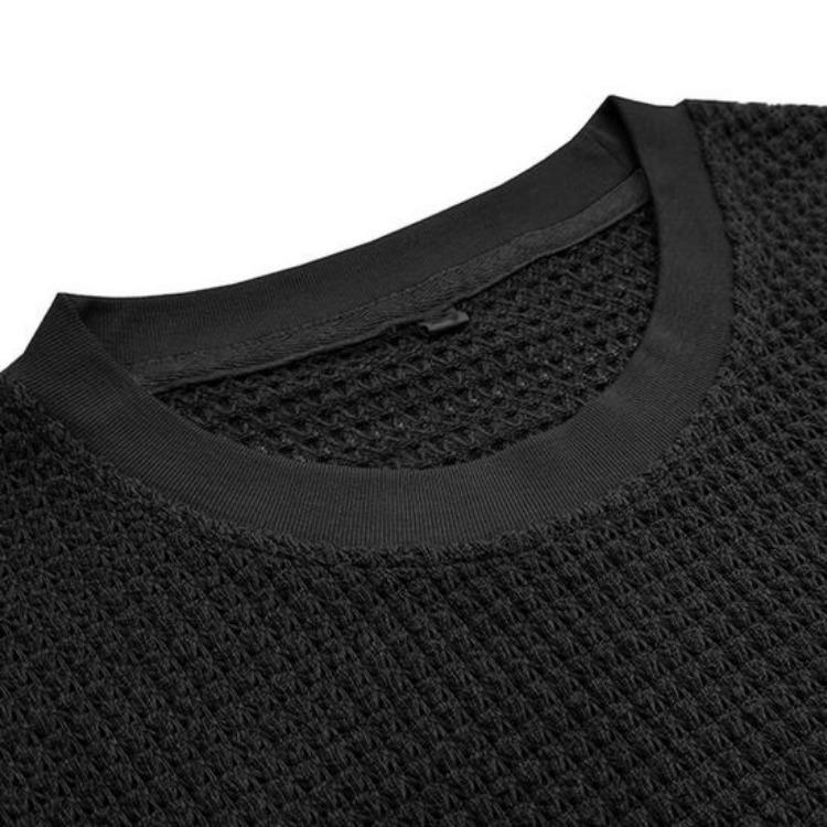 Summer Slim Fit Ribbed Elastic T-shirt Men Casual Knitted Round Neck Short Sleeves Pullover Solid Color Daily Tops Clothes