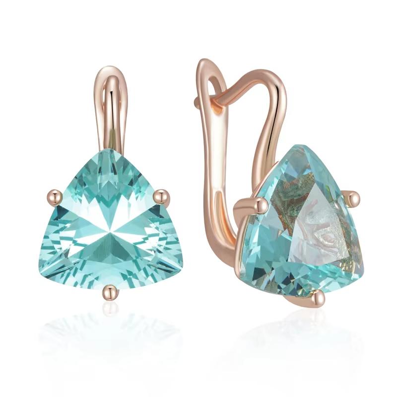 

Зеленые треугольные циркониевые простые женские серьги роскошные золотые украшения для вечеринок подарки