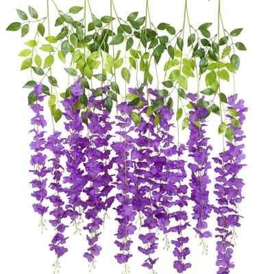 12 Stück Hochzeitsdekoration, künstliche Seide, Glyzinien, Ranken, hängende Rattan-Brautblumen, Girlande für den Hausgarten