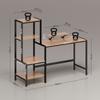 Computer Desk with Monitor Stand, Desk with 4-Tier Shelf, Industrial Design, Brown